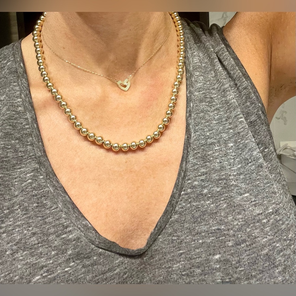 14k 7mm Gold Beaded Necklace - Picture 5 of 5